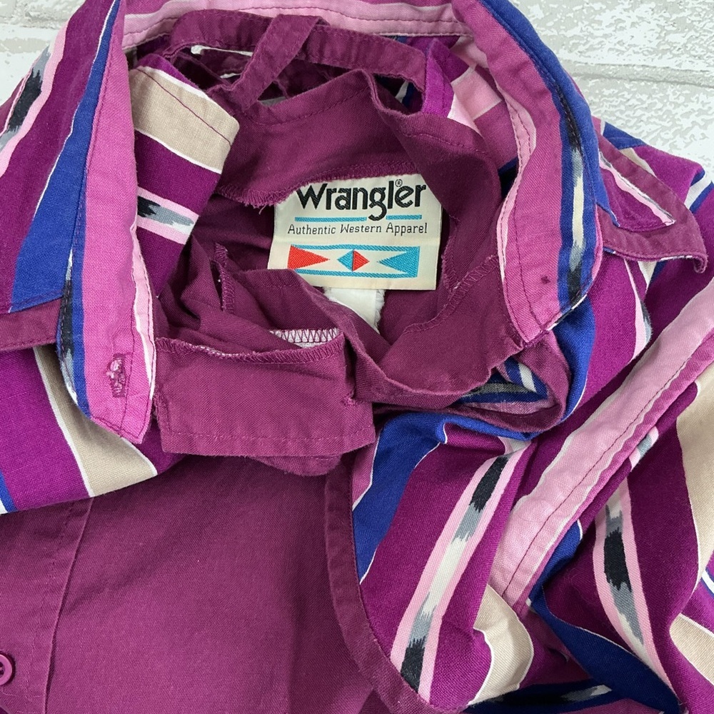 Vvintage Wrangler Purple and Blue Striped Shirt - Picture 7 of 7